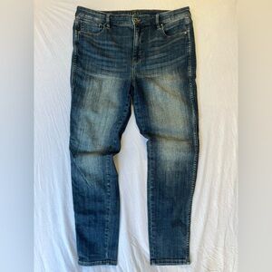 White Black Faded Denim Blue Jeans Size 14 Skinny Stretchy Extra High Rise